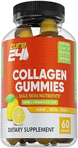 Collagen gummier med zink, C-vitamin og biotin, Collagen peptider supplement fremmer hår, negle, hud, ben og fælles sundhed støtte, Lavet i USA 60 gummies