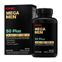 GNC Mega Mænd 50 Plus Multivitamin Caplets, Klinisk Proven, Heart & Prostata Sundhed, B Vitamin, Saw Palmetto, Hukommelse, D3- vitamin, 120 tæller