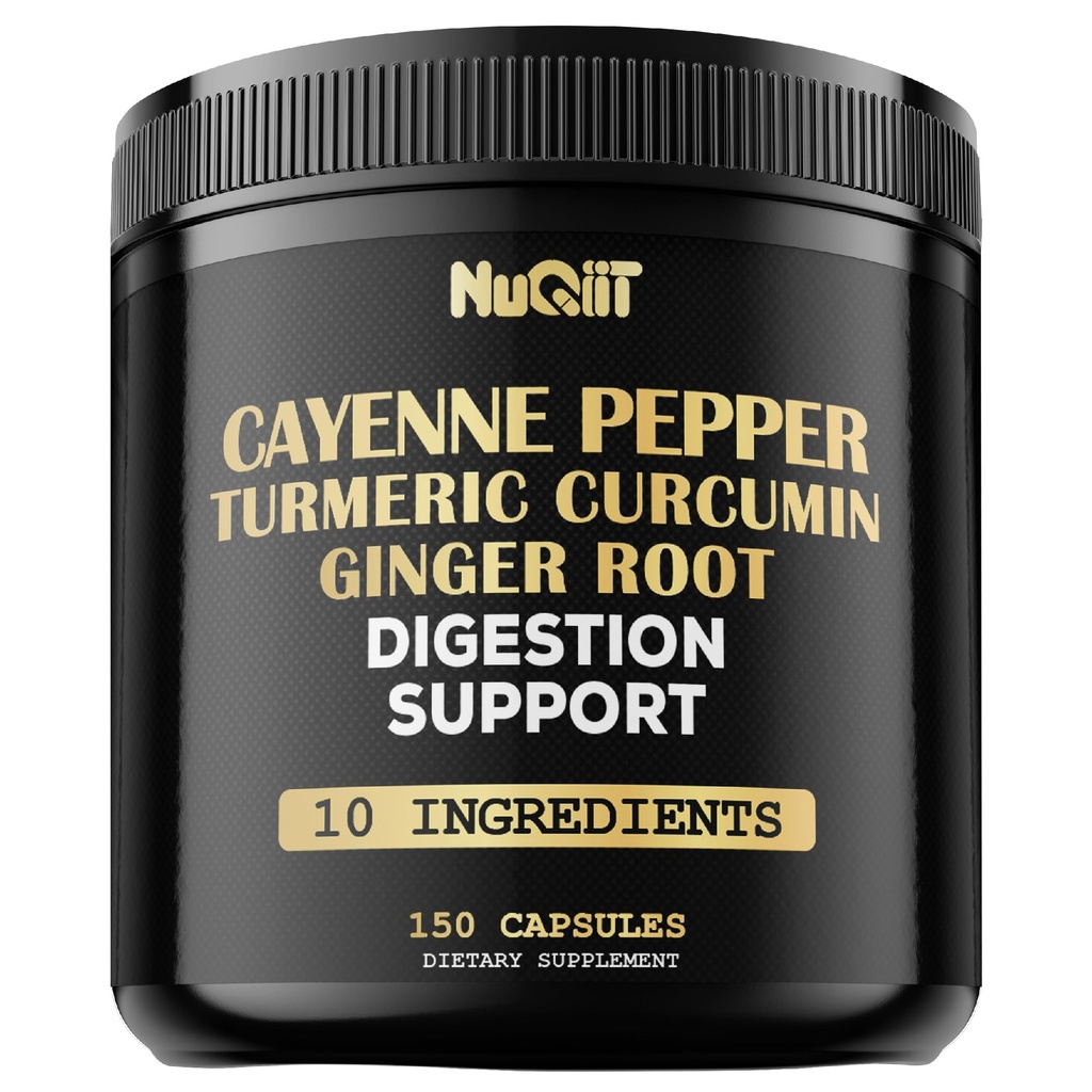 Cayenne pepper kapsler med gurkemeje Curcumin Root, Ginger Root, Berberine HCl & mere - Support immunsystem, fordøjelse, fælles sundhed & hjerte sundhed - 150 kapsler