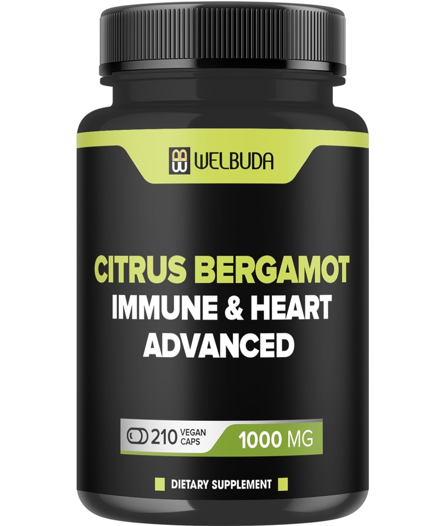 Citrus Bergamot med Olive Leaf, Hawthorn Berry & mere - Kombineret formel for cirkulære sundhed, beskyttende funktion, hudsundhed - 210 kapsler - 105 dag