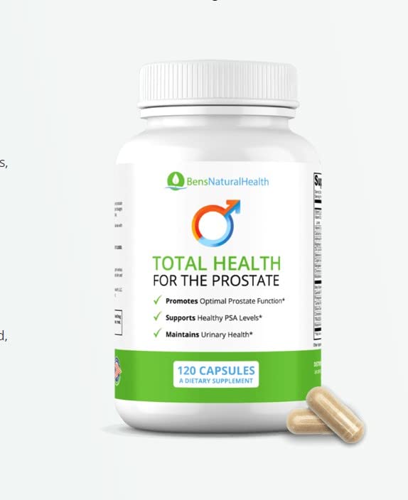 Ben's Natural Health Total Health for the Prostate Supplement with Beta Sitosterol Vitamins C, D, E, Zinc and Turmeric, 120 Vegicaps