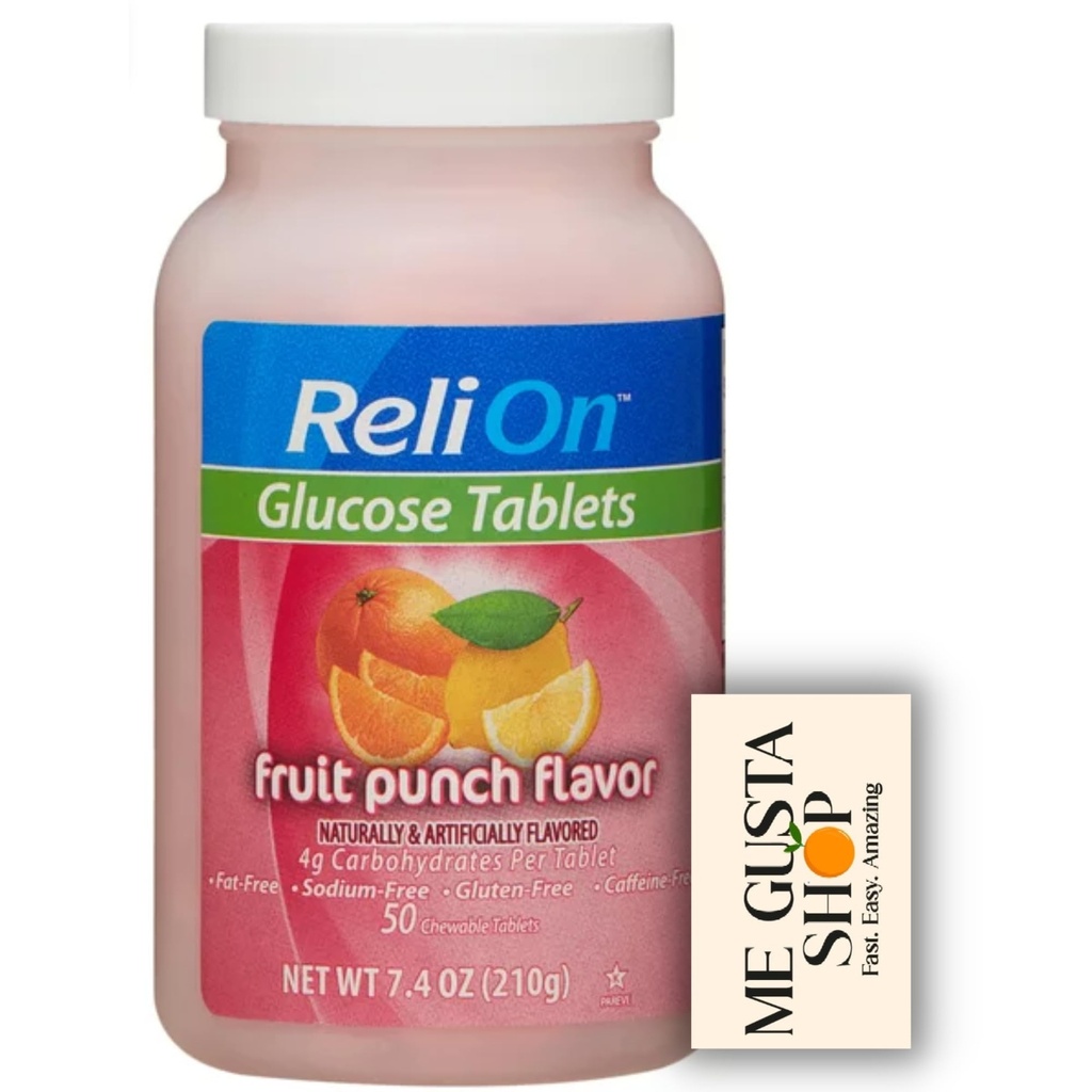 Glucose Tablets ReliOn, Fruit Punch Flavor, 50 Count + me gusta sticker