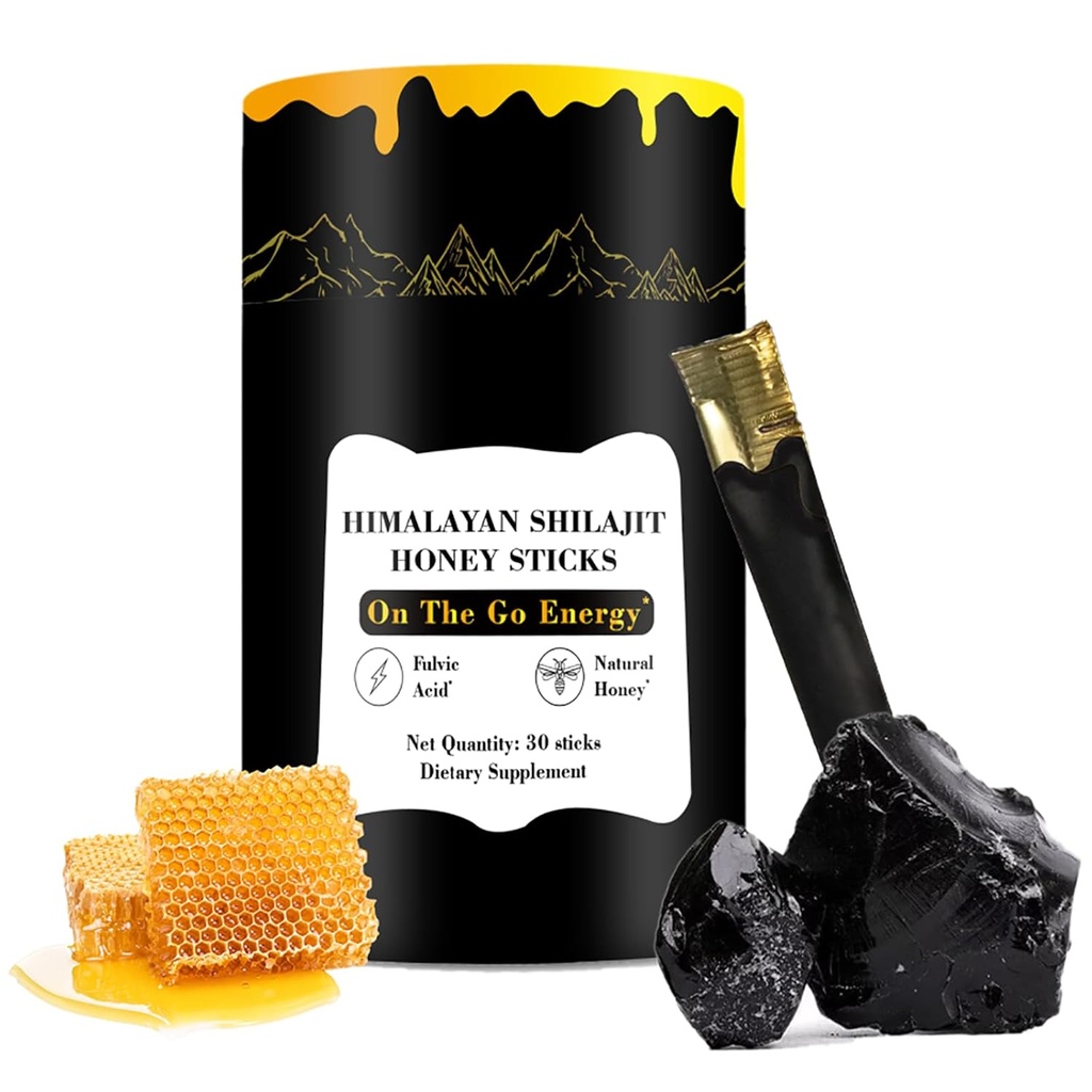 Zotreval Shilajit Honey Sticks, 30 Sticks - Pure Himalayan Resin, Organic Honey & Saffron for Energy Boost, immunforsvar & Vitality, SHILAJIT Honey Sticks til mænd og kvinder