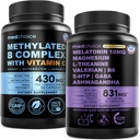 MEDCHOICE Methyl B Complex Capsules and Melatonin Sleep Extra Strength 10mg Melatonin - Active B Vitamin Complex and Nightly Sleep Support with Magnesium and Ashwagandha
