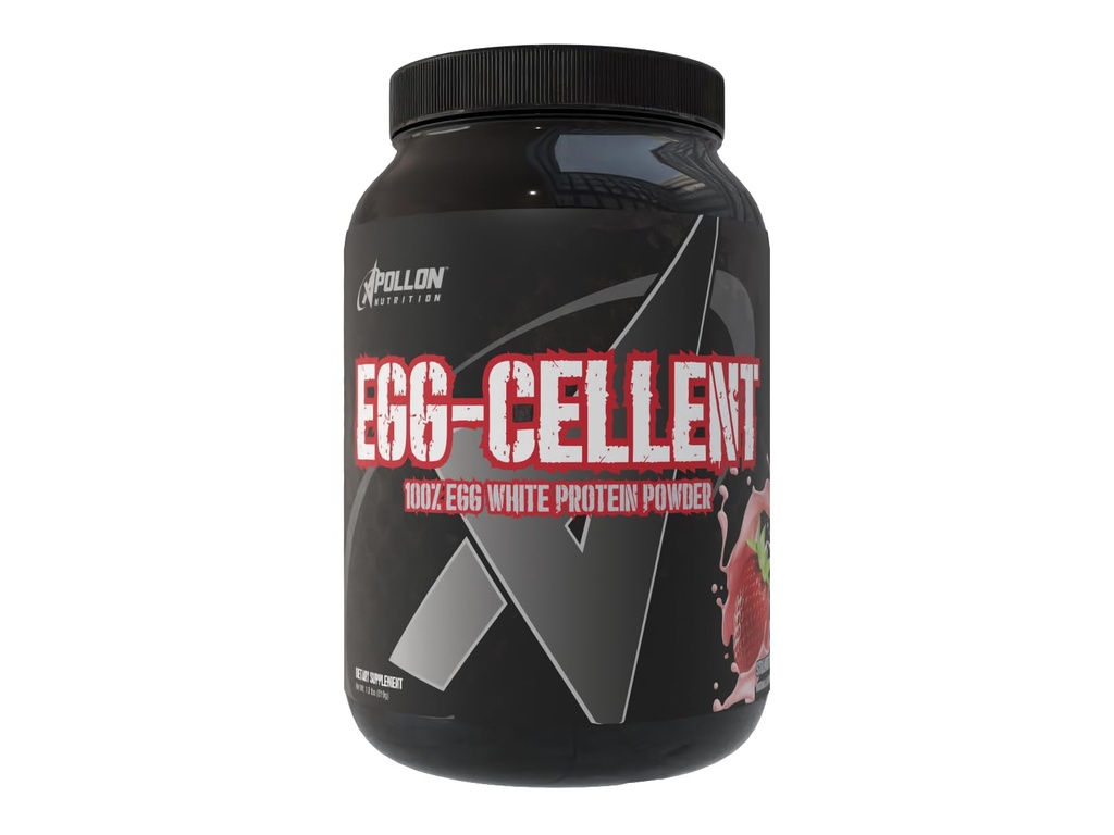 Apollon Nutrition Egg-Cellent | 24g Egg White Protein Powder, Recovery, Muscle Growth, for Men & Women, Dairy Free, Gluten Free, Lactose Free, Keto-Friendly (26 Serving, Strawberry Cream)