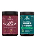 Ancient Nutrition Organic SuperGreens Powder, 25 Servere + Multi Collagen Protein Powder, Unflavored, 45 Servere