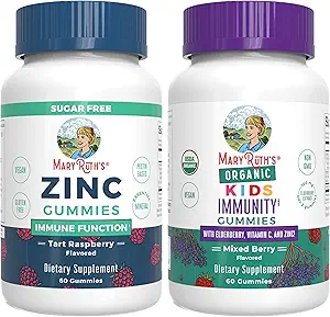 MaryRuth Organics Zink (Tart Hindbær) & Kids Immunity Gummies (Blandet Berry)