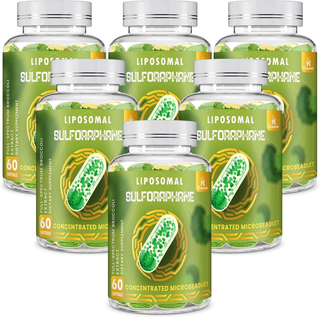 800 MG Liposomal Sulforaphane, kraftfuld Dual- Levering for maksimal Absorption & Potency, Full- Spectrum Broccoli Extract, Antioxidant & Leversupplement, 360 Softgels