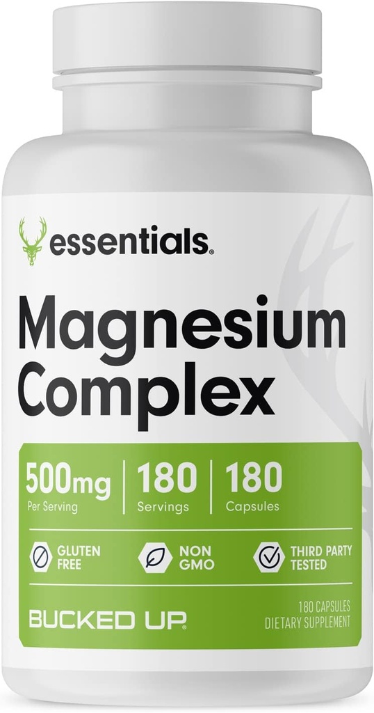 Magnesiumsupplement 500mg Kapsler 124; Magnesiumkompleks med Glycinat, Citrate, og Oxide