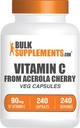 BulkSupplements.com C-vitamin fra Acerola Cherry Capsules - Acerola Cherry C-vitamin Supplement - Gluten Free, 1 Kapsel per servering, 240 Veg Capsules (pakke med 1)