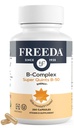 FREEDA B-Complex Capsules – Super Quints B-50 – B2 B3 (Niacinamide) B6 B12 + Biotin + Folic Acid + Choline & Inositol – Vegan – 250 Capsules