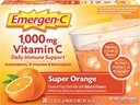 Emergen- C 1000mg C-vitamin pulver til daglig immunstøtte Koffein fri C-vitamin kosttilskud med zink og mangan, Super Orange Flavor - 30 Greve