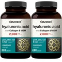 NatureBell 2 Pack Hyaluronsyre Kosttilskud 2. 000 mg 2. 4; 480 Total Kapsler, med MSM & Hydrolyzed Bovin Collagen - 3 i 1 Understøttelse af hud hydrering, fælles smøring, hår, og øje sundhed