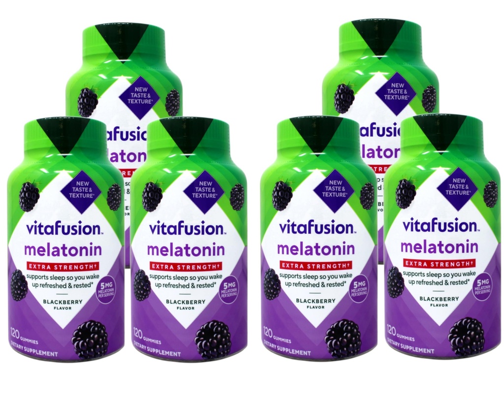 Vitafusion Extra Strength Melatonin Gummies, BlackBerry 120 ea (Pack of 6)