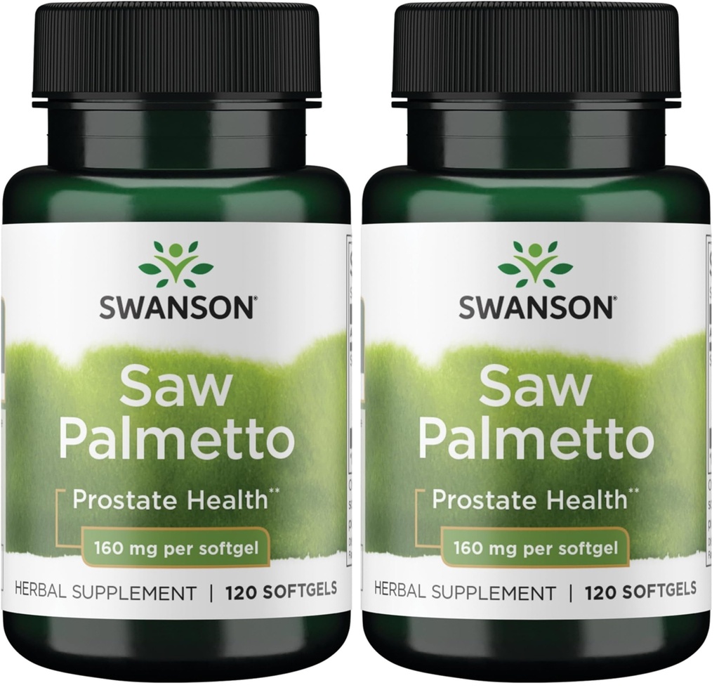 Swanson Saw Palmetto Men Prostate Health Hormone Support Urinary Health 160 Milligrams 120 Sgels (Pack of 2)