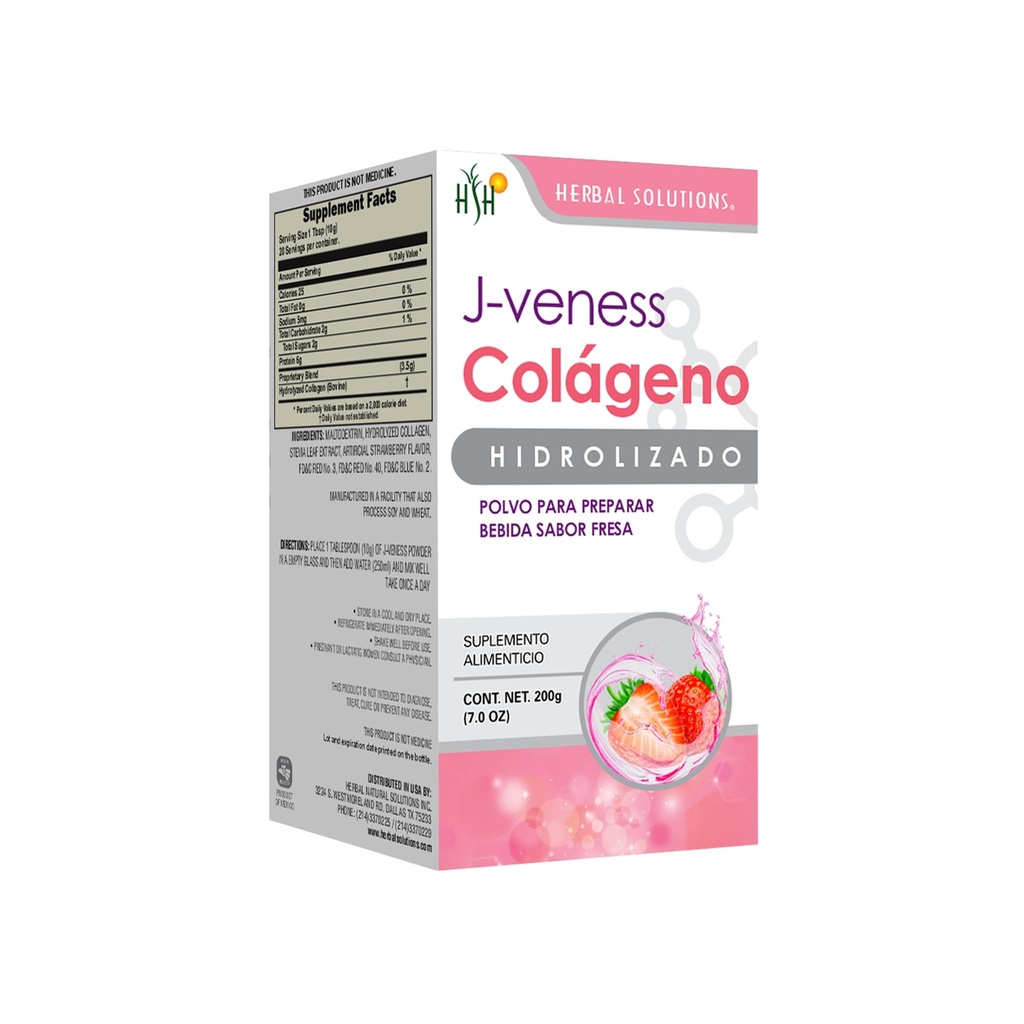 J-Veness Collagen Powder (Strawberry) (Colageno polvo sabor Fresa)