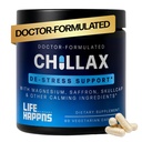 Life Happns Chillax, Calm Support Supplement, L Theanin, Magnesium, GABA og Saffron Kosttilskud til afslapning, Natural Mood Health Support til voksne, Calming and Relaxing, 60 kapsler