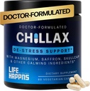 Life Happns Chillax, Calm Support Supplement, L Theanin, Magnesium, GABA og Saffron Kosttilskud til afslapning, Natural Mood Health Support til voksne, Calming and Relaxing, 60 kapsler