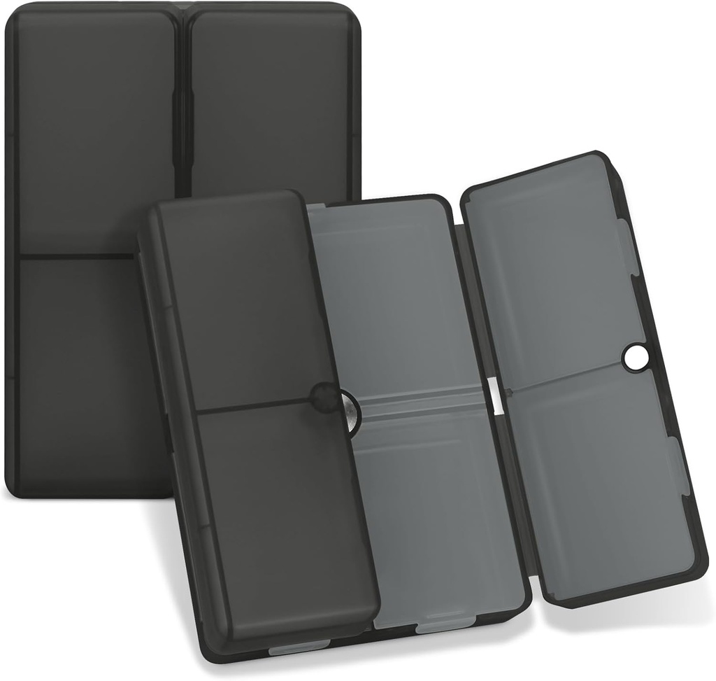 FEST Daily Pill Organizer, 7 afdelinger Portable Pill Case Travel Pill Organizer, [Folding Design] Pill Box for Purse Pocket til at holde vitaminer, torsk leverolie, kosttilskud og medicing- Clear Black