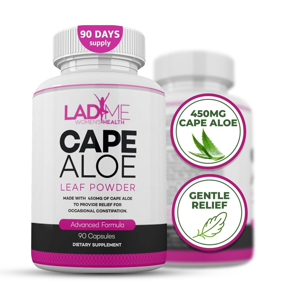 Pure Cape Aloe Herbal Laxative til Forstoppelse Relief - sund tarmbevægelse - Natural Colon Cleanse & Detox Kosttilskud - specielt designet til kvinder af Ladyme - 90 kapsler