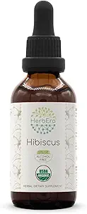 HerbEra Hibiscus B60 USDA Organic Tincture against 124; Alkohol- Free Extract, High- Potency Herbal Drops # 124; Certified Organic Hibiscus (Hibiscus Sabdariffa) Tørret blomst (2 oz)