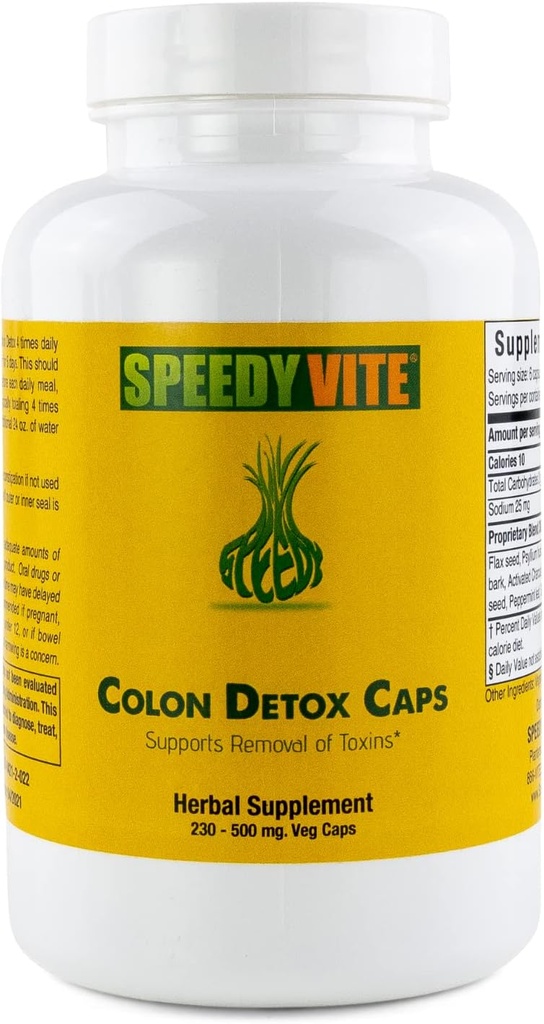 Colon Detox understøtter naturlig fjernelse af toksiner * Organisk, Charcoal Psyllium Seed & Husk Hør Seed Apple Fiber / Pectin Slippery Elm Fennel- pulver i 230 Veg Caps