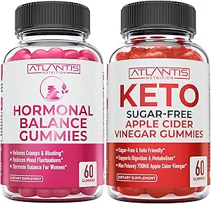 Atlantis Nutrition Hormonal Balance PMS Relief 60 Gummies + Sugar Free Keto Apple Cider Vincipes 60 Gummies