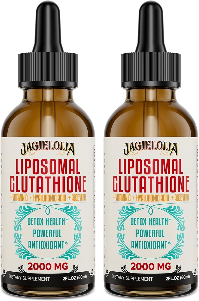 Liposomal Glutathione Liquid 2000MG - Antioxidant Detox Supplement for kvinder & mænd, Aging Defense, Leverfunktion & Energi, med Hyaluronsyre + Aloe Vera + Vitamin C, Natural & Vegan, 4 FLLOZ