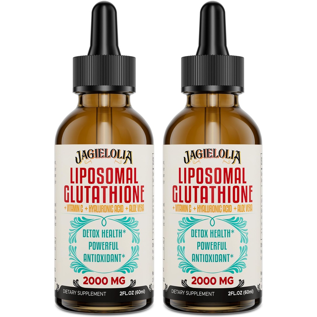 Liposomal Glutathione Liquid 2000MG - Antioxidant Detox Supplement for kvinder & mænd, Aging Defense, Leverfunktion & Energi, med Hyaluronsyre + Aloe Vera + Vitamin C, Natural & Vegan, 4 FLLOZ