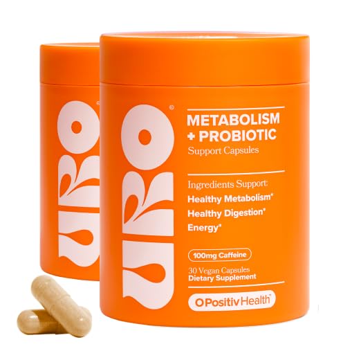 URO Metabolism + Probiotic Support Capsules – Metabolism, Gut Health & Sustained Energy – with Chromium Picolinate, Green Coffee Bean Extract & Targeted Probiotics – 60 Servings (Pack of 2)