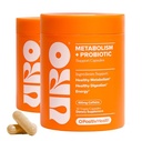 URO Metabolism + Probiotic Support Capsules – Metabolism, Gut Health & Sustained Energy – with Chromium Picolinate, Green Coffee Bean Extract & Targeted Probiotics – 60 Servings (Pack of 2)
