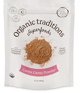 Organic Traditions Camu Camu Berry Powder Organic Superfood Great for Smoothies og mere, 100g / 3.5oz Taske