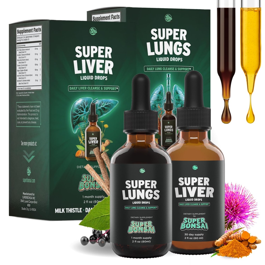 Super Liver & Super Lungs Bundle – Natural Herbal Support for Liver Function, Lung Health, and Daily Wellness – Milk Thistle, Ginseng & Herbal Extracts – Vegan, Non-GMO Formula