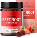 HERBAMAMA Beet Root Gummies - 12000mg Red Beets with Black Pepper Extract for Overall Support - Vegan, Non-GMO Antioxidant Supplement - 90 Pectin-Based Strawberry-Flavored Chews