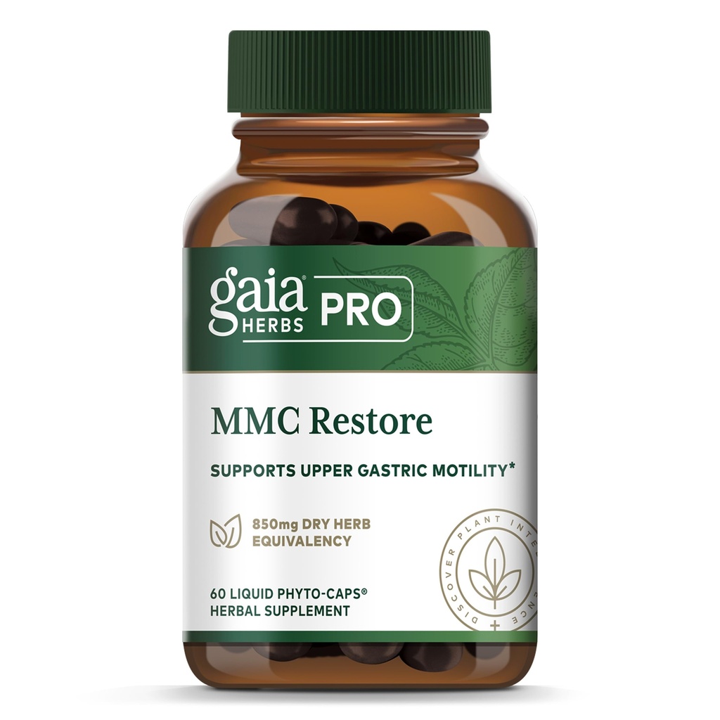 GAIA HERBS PRO MMC Restore - Digestive Health Supplement for Upper Gastric Motility - Contains Fennel Seed, Turmeric Root, Gentian Root & Magnolia Bark - 60 Liquid Phyto-Caps (60 Servings)