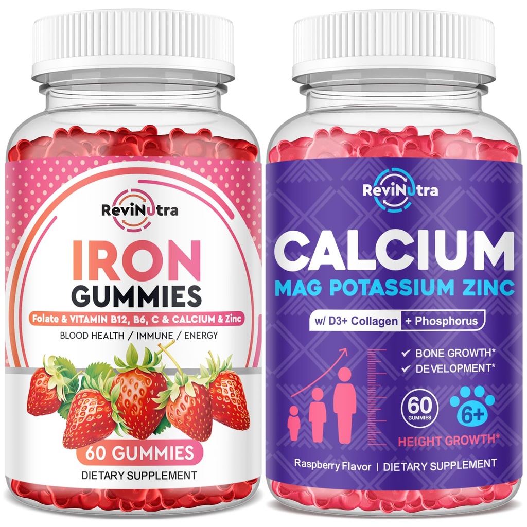 Iron Gummies Supplement for voksne & børn; 124; Calcium Kalium Magnesium Gummies