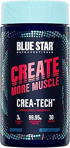 Blue Star Nutracatives CREA- TECH - Creapure Creatinine monohydrat - w / Electrolytes. Creatin + Electrolytes Capsules - Build Muscle and Increase Strength