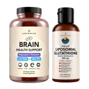 AMANDEAN Premium Brain Health Supplement & Liposomal Glutathione Bundle. Triple Formel med Magnesium L- Threonate, USA- Grown Organic Lions Mane 6: 1 Extract, og Alpha- GPC. Support Cognition, Focus &