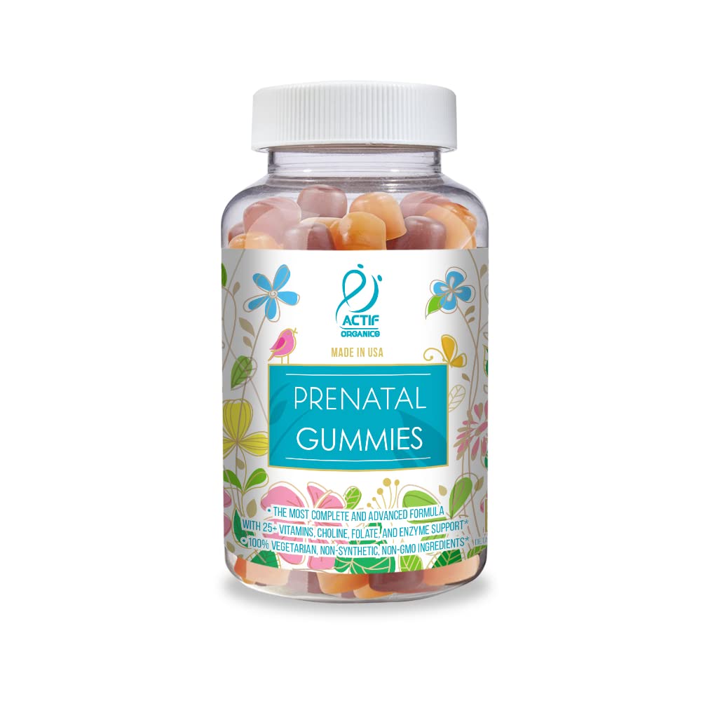 Actif Prenatal Gummies med 25 + Organic Vitamin and Organic Herbal Blend - Non-GMO, 100% Vegetar, 90 Greve, Made in USA