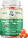 Teen Multivitamin Gummies 12-17 - Teen Boys & Girls Gummy Vitaminer for bedre hud, immunstyrke, Mood & Energy Support - Teenage Girl & Boy Kosttilskud med Zn, Mg, Vitamin A, C, D & E - 60 Ct