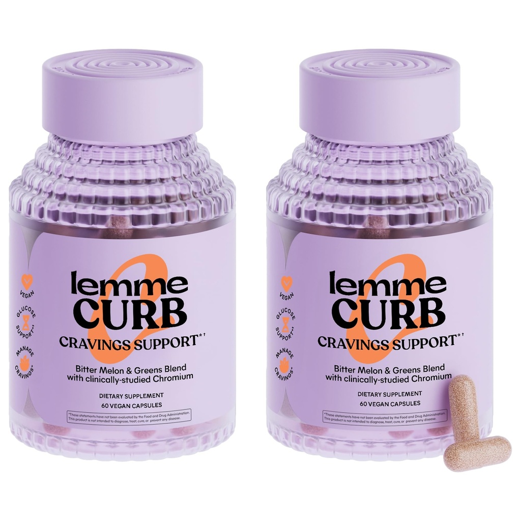 Lemme Curb - Cravings, Forbedre Carb Metabolisme, Vægt Management Support, Klinisk Studerede Chrom Picolinate, Bitter Melon, Ceylon Cinnamon & Greens Superfood - 60 Greve (pakke af 2)