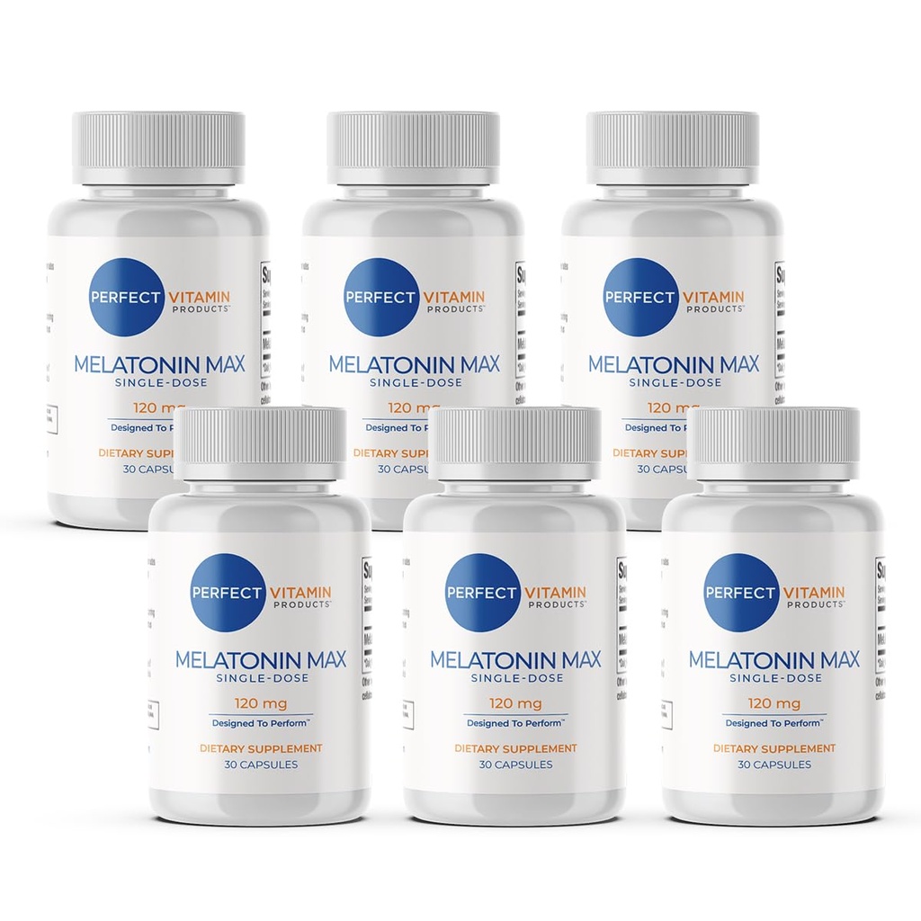 120mg Extra Strength Melatonin MAX - Single Capsule Dose - High Dosage Melatonin Ensures Ampifly Supply Of This Important Hormone - 100% Drug-Free, Vegan, Non-GMO, Gluten-Free (180 Capsules)