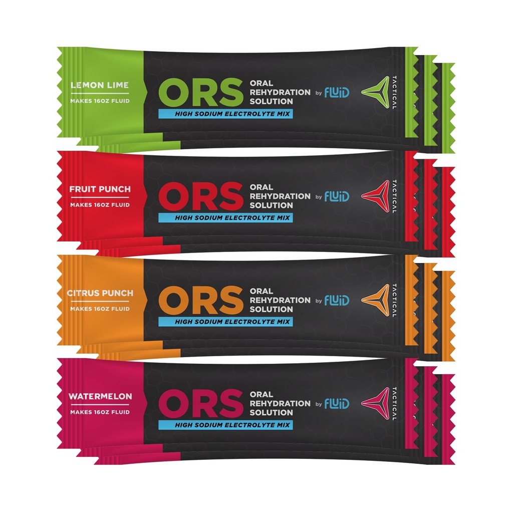 Væske Taktisk - Pack (Oral Rehydration Solution), Recover Hurtigere, Ekstrem Dehydrering Elektrolytter, 12pack (4 Flavor Variety Pack)
