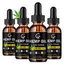 (4-Pack) Høj potens Hamp Oil - maksimal styrke, immunsystem support, fokus rolig, afslapning, Mood, Pure Extract, Organic, Vegan, Non- GMO
