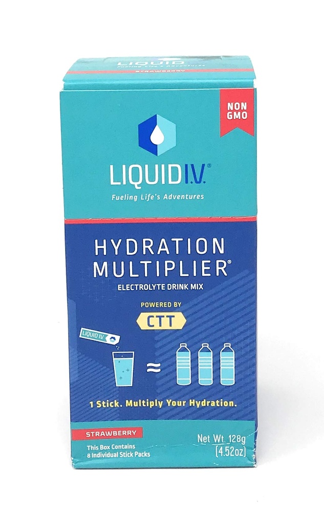 Liquid IV Strawberry Hydration Drink Mix 8 Count, 0.56 OZ