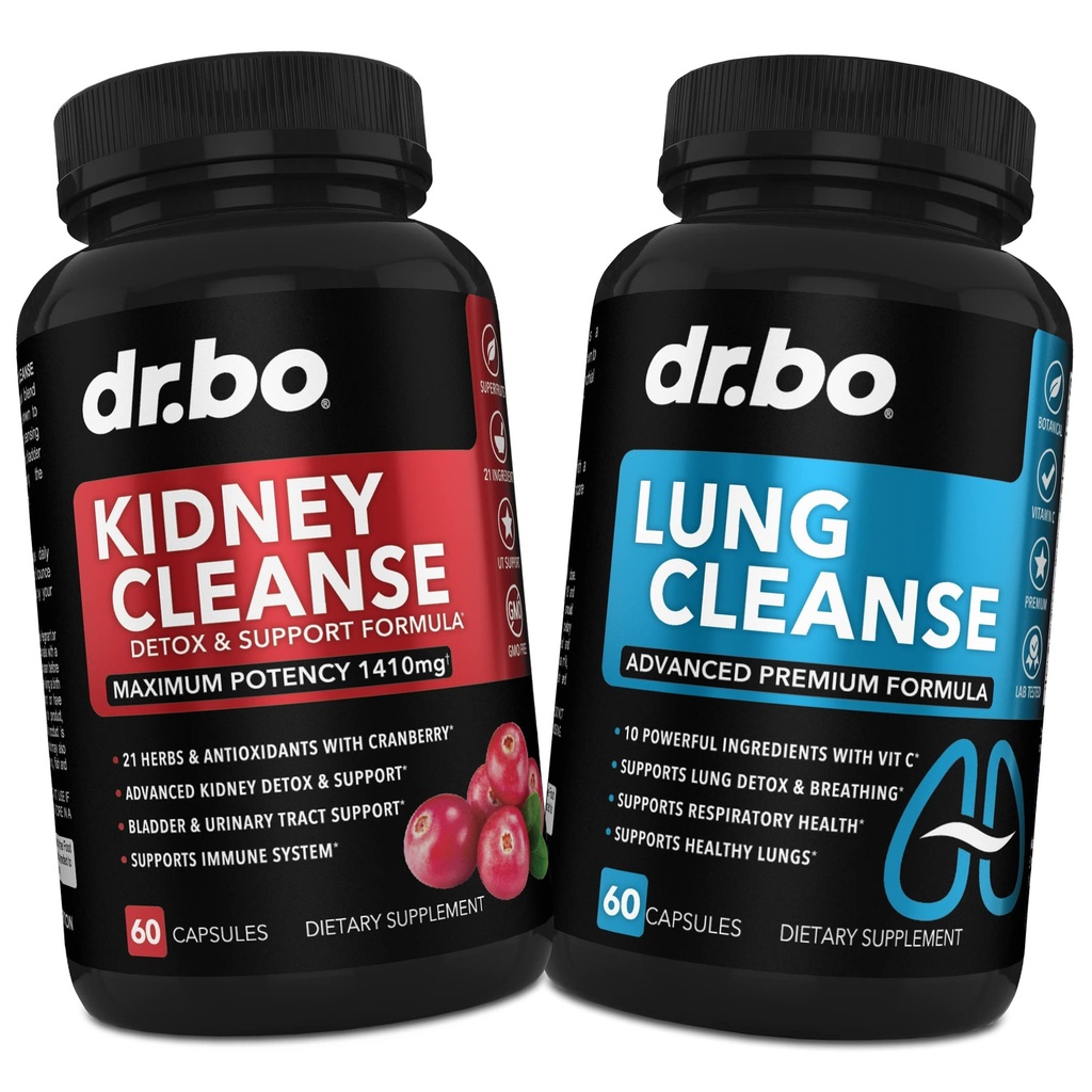 DR. BO Nyre Cleanse & Lung Support Pills - Premium Herbal Formulas til støtte Nyre & Lung Sundhed