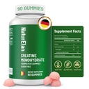 NaturElan Creatine Monohydrate Gummies, Sugar Free, No Gelatin, Pre Workout Supplement Supports Muscle Growth, Strength & Faster Recovery, Third-Party Tested, Vegan, Non-GMO