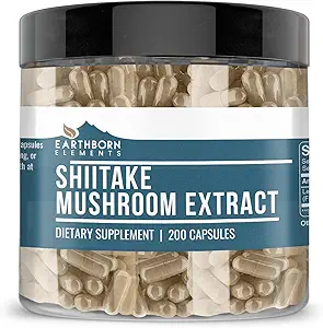Earthborn Elements Shiitake Mushroom Extract 200 Kapsler, Pure & Ufortyndet, Ingen tilsætningsstoffer