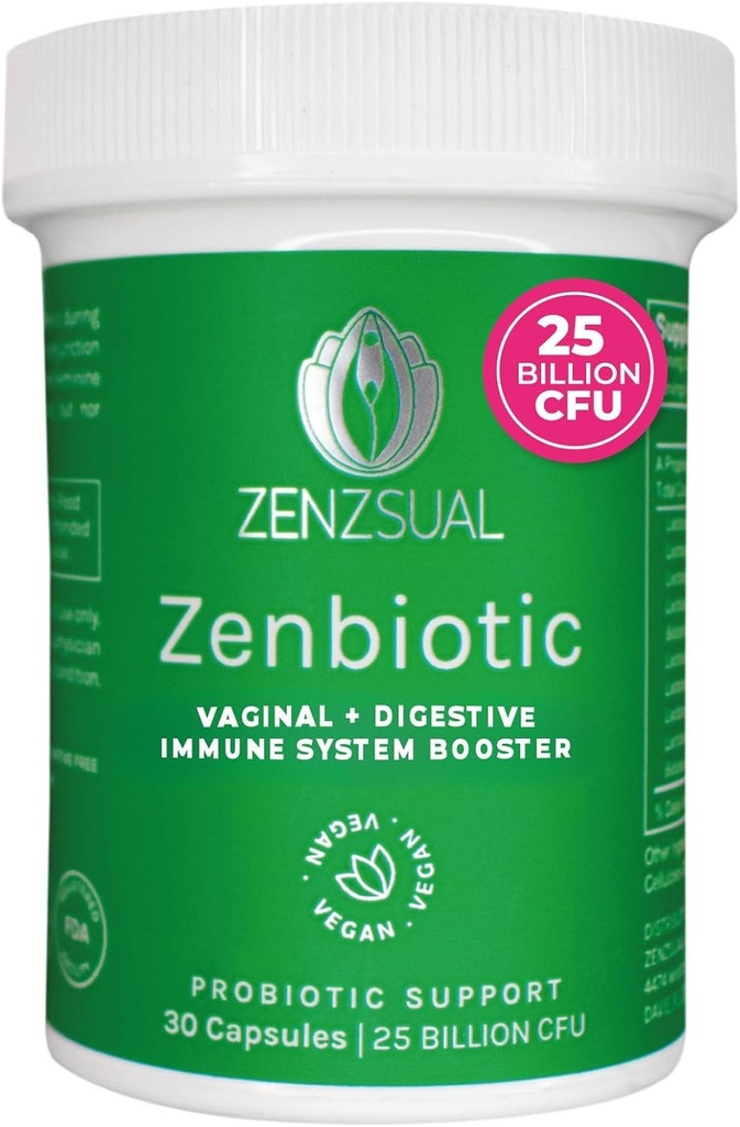 ZENZSUAL Zenbiotic Probiotics Support for Women–25 Billion CFU,Vaginal Health & pH Balance Support,Odor & Yeast Control,Gut & Digestive Health,Urinary Comfort,Hormone Balance,30 Vegan Capsules-2 Pack