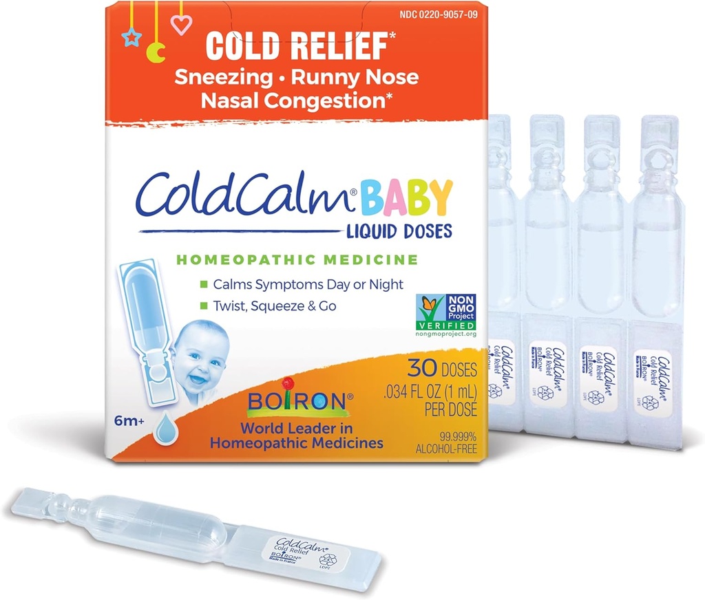 Boiron ColdCalm Baby Single-Brug Drops til Relief fra kolde symptomer på nysen, Runny Næse, og Nasal Congestion - Steril og non- Drowsy flydende doser - 30 Greve